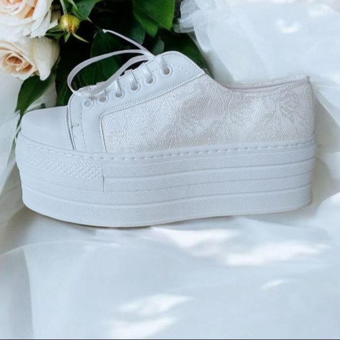 White Bridal platform sneakers